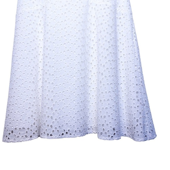 LONDON TIMES NWT Eyelet Lace Sleeveless Summer Shift Dress Size 8 in White - Picture 11 of 14